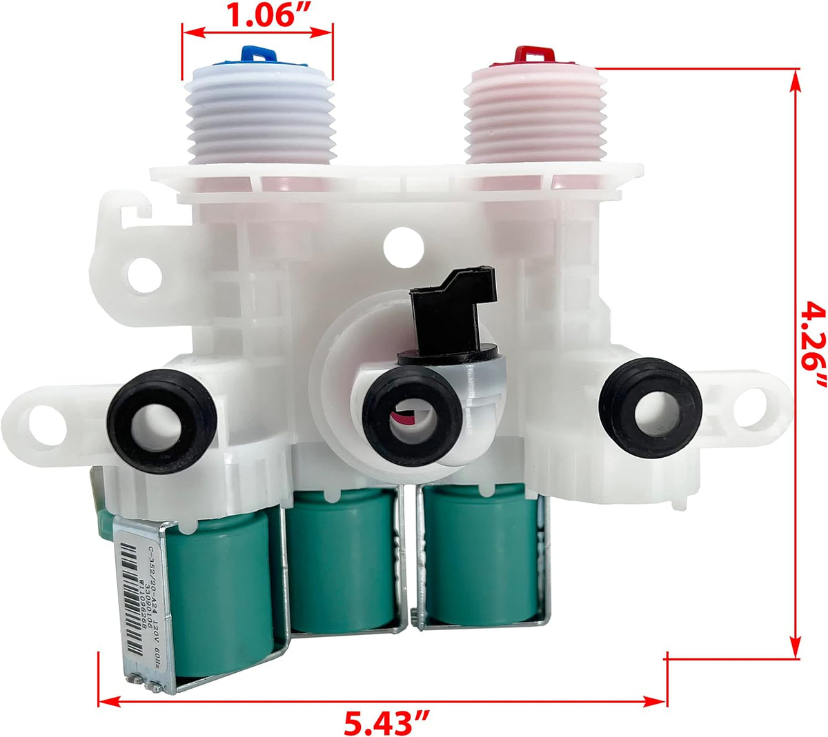 Washing Machine Water Inlet Valve Assembly for Whirlpool Cabrio WTW7000DW0 WTW7300DW1 WTW8040DW0 WTW7040DW1 WTW8040DW4 WTW7300DW0 WTW7040DW0 WTW8040DW2 WTW6120HW0 MVWB766FW0 MVWB765FW0 MVWB755DW0