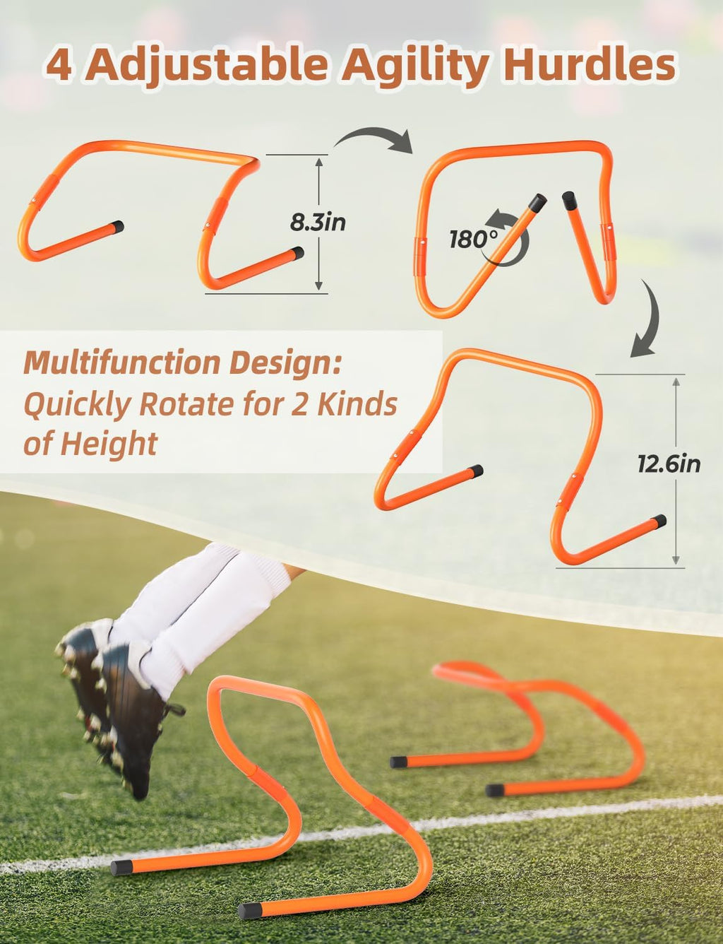Agility Ladder,Football Training Equipment Set,4 Agility Hurdles, 20 feet12 Rungs Speed Ladder,12 Disc
