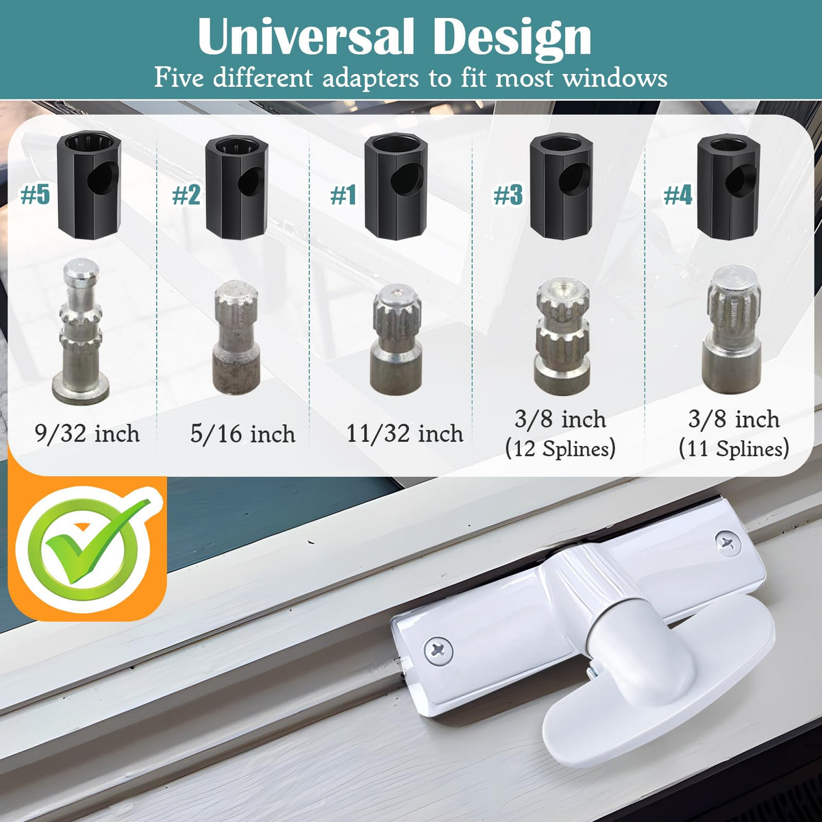 4 Pack Universal Tee Crank Casement Window Handles, White