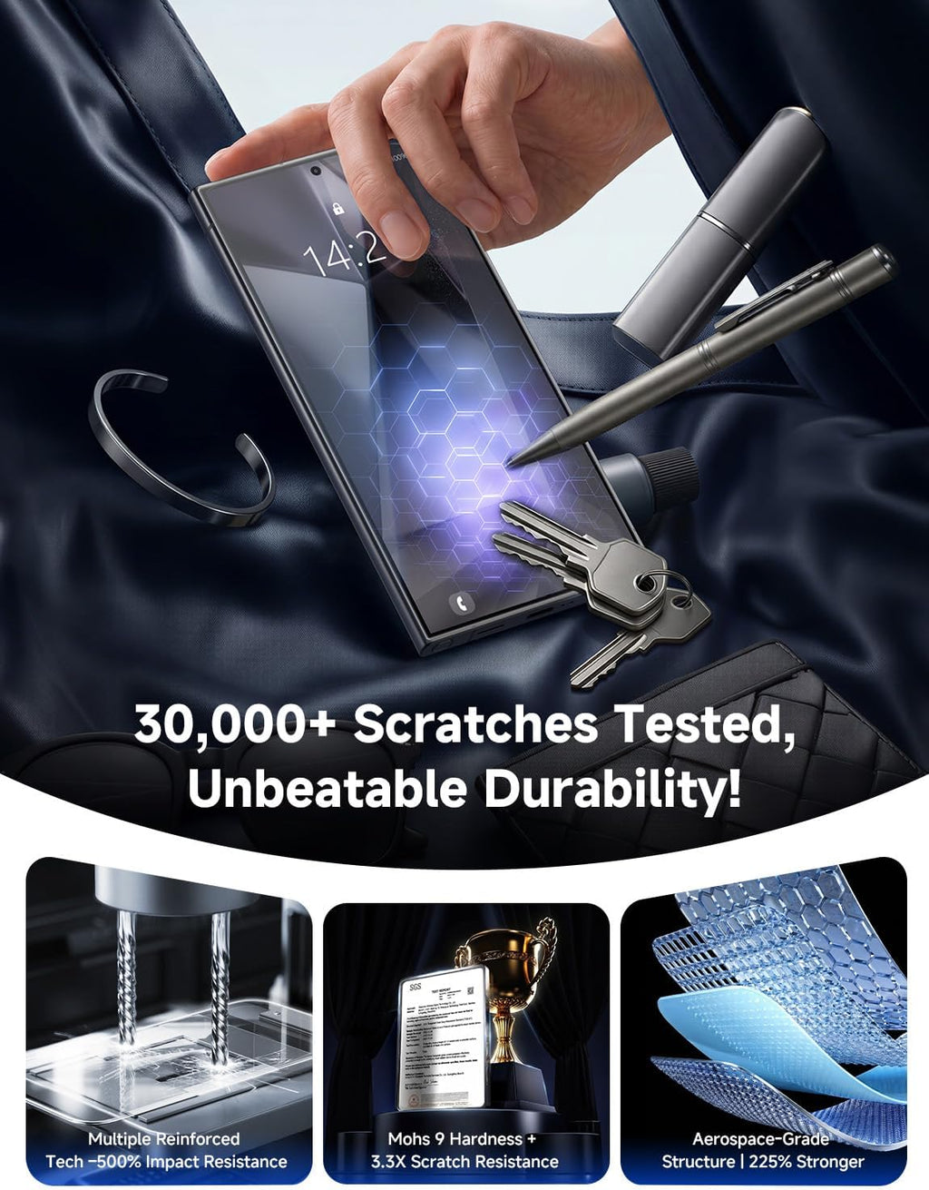 2 Pack for Samsung Galaxy S24 Ultra Tempered Glass Screen Protector, Auto Dust-Elimination Installation, Bubble Free