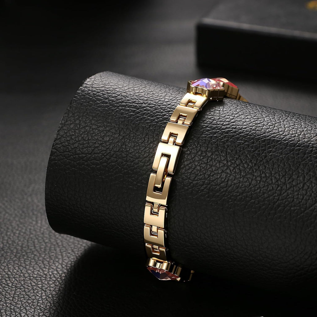 Bracelet Watch for Women: Elegant Flower Dial Analog Quartz Wrist Watches Luxury Colorful Imitation Crystal