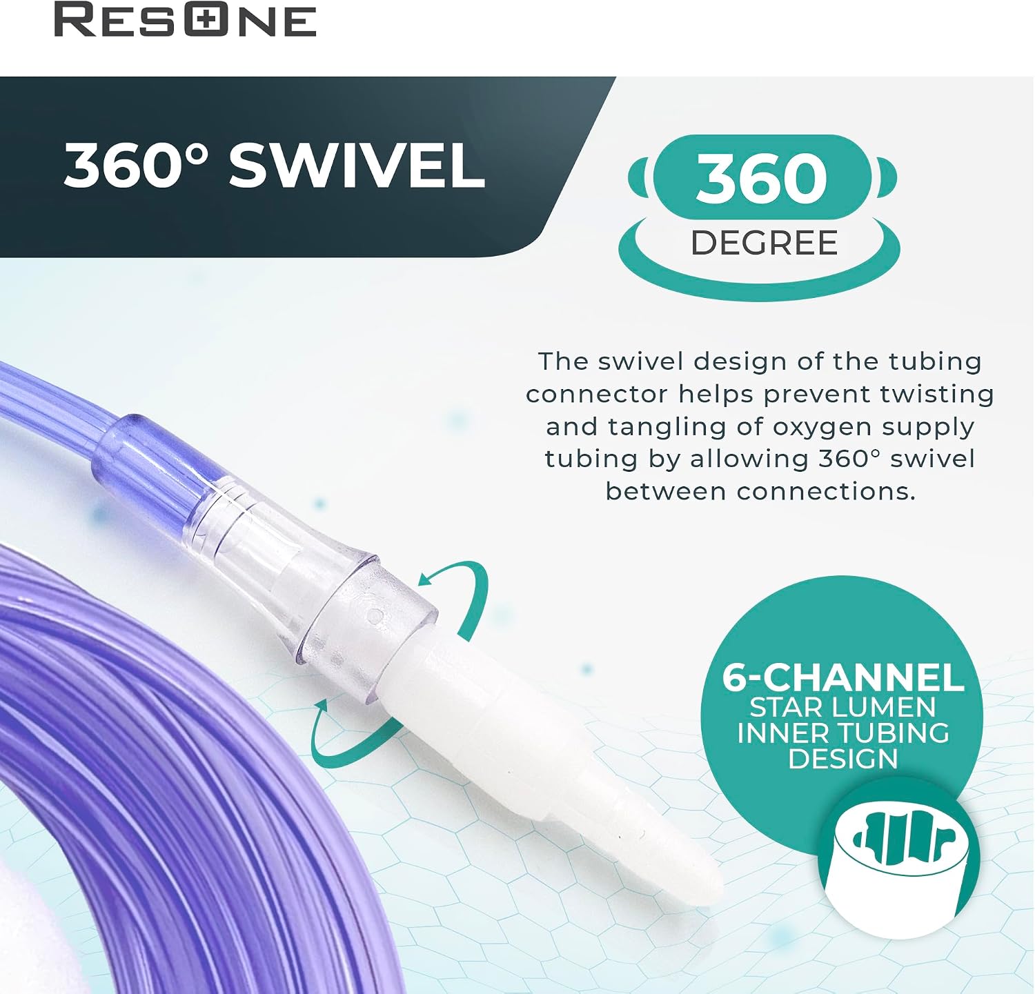 2pk 25Ft Oxygen Supply Tubing - Swivel Connectors, Crush Resistant - 360 degree rotation, for Nasal Cannulas, Cannula
