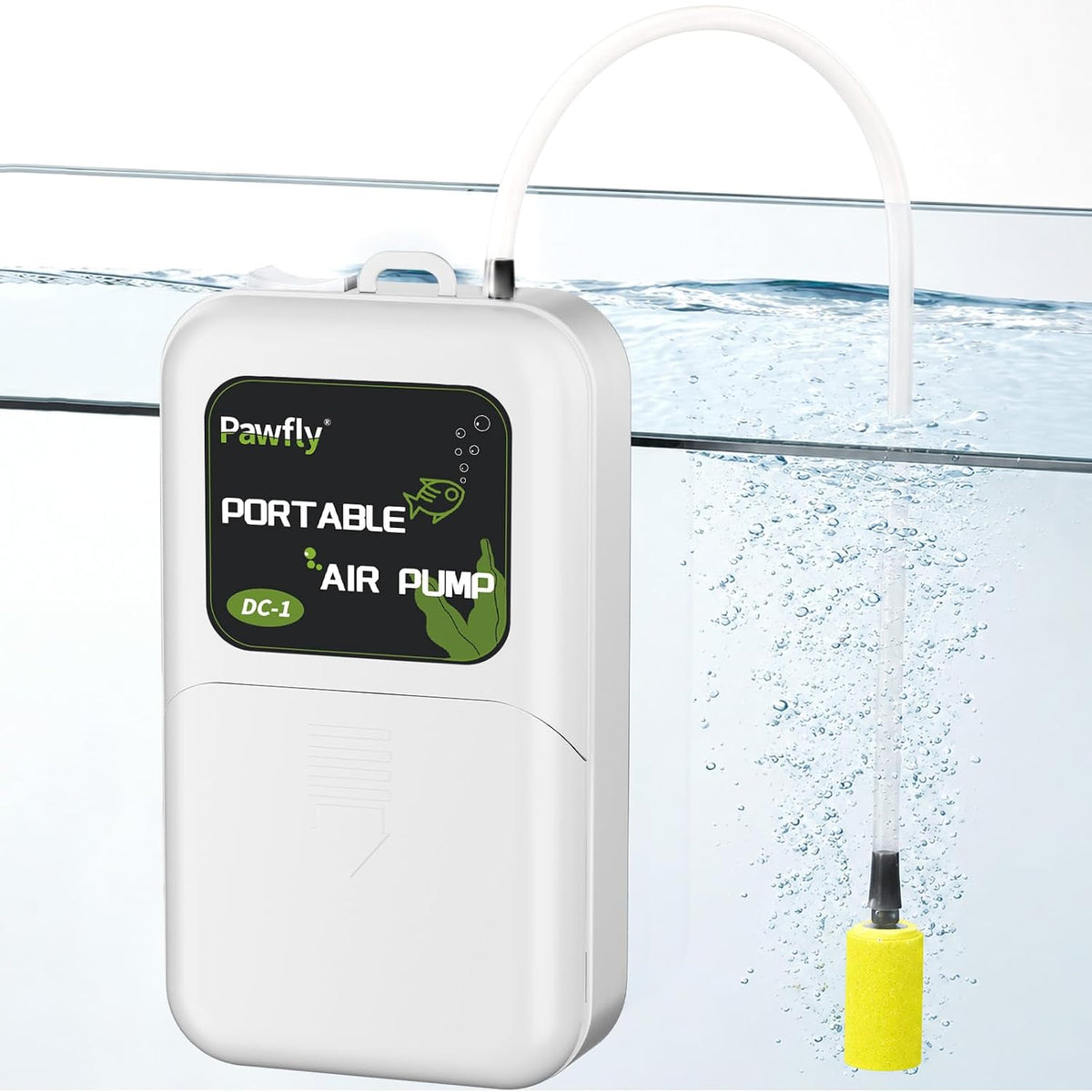 Aquarium Air Pump, 40 GPH Portable Aerator Pump, Black & White