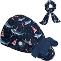 Scrub Caps Women Ponytail, Adjustable Surgical Caps with Buttons and Sweatband, Bouffant Hat with Hair Scrunchy