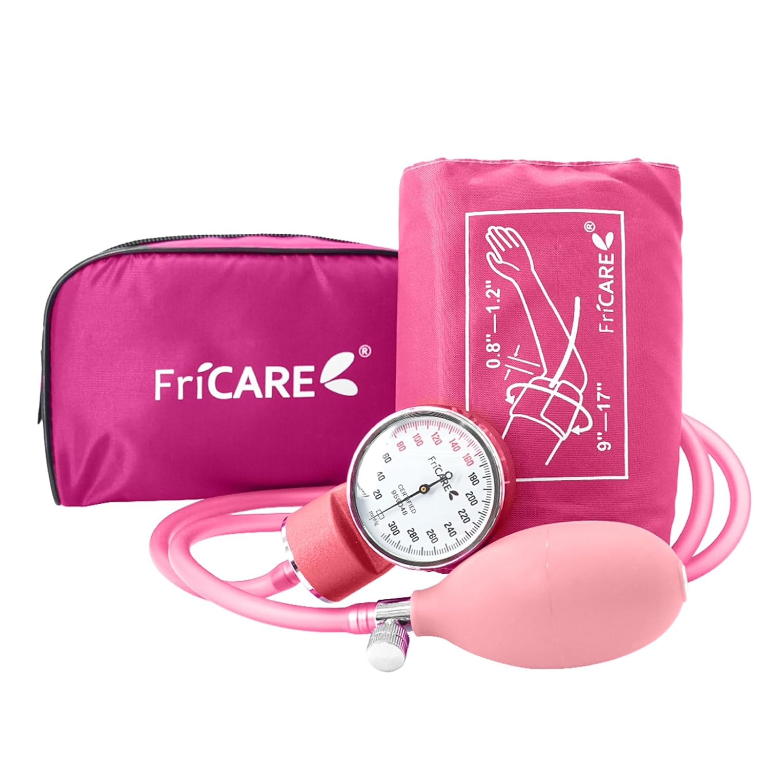 Pink Manual Blood Pressure Cuff for Nurses/Nursing/Medical Students | Aneroid Sphygmomanometer for Home BP Monitoring