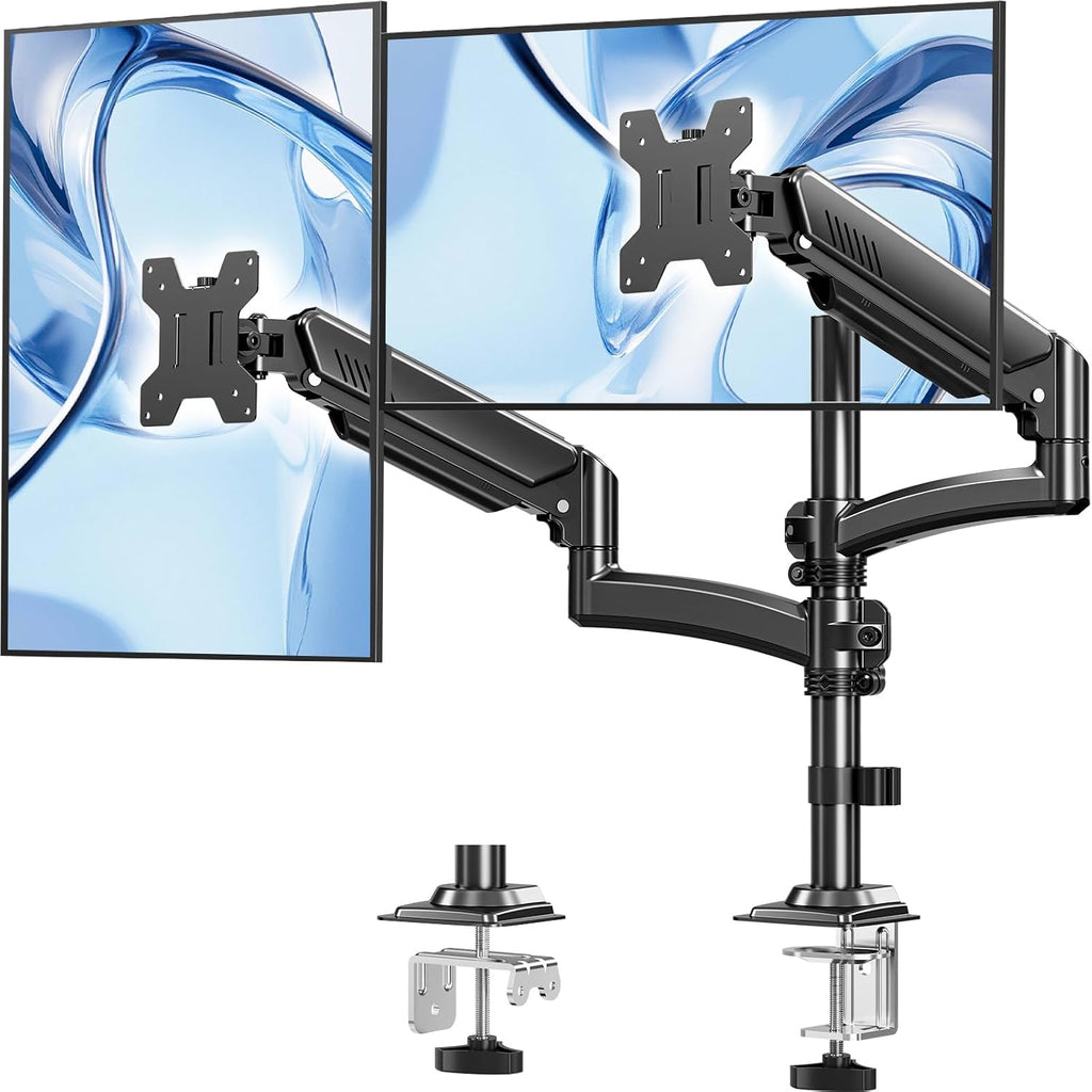 Dual Monitor Stand for Computer Screen up to 32", Holds 22 lbs Each | Taller Monitor Arms Desk Mount, Height