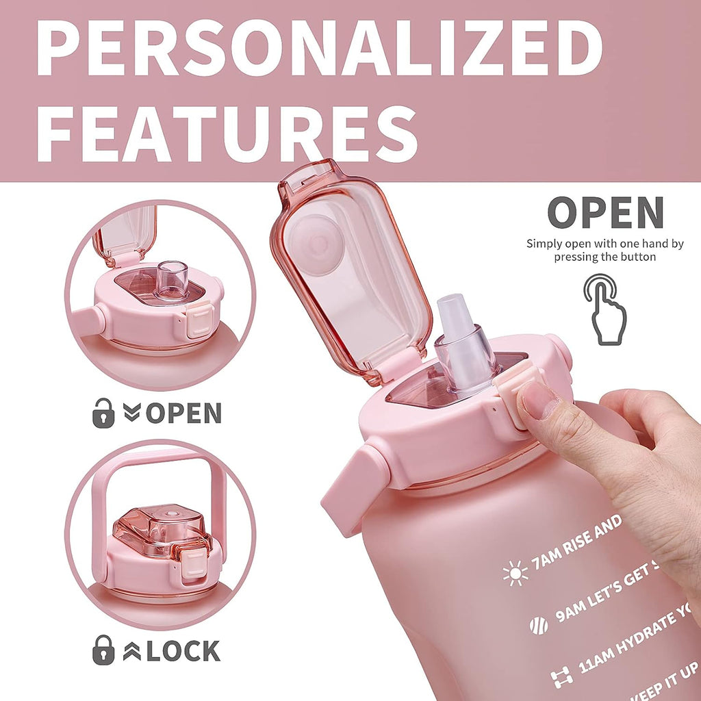 64oz,100oz,128oz Large Motivational Water Bottle with Time Marker, Leakproof & BPA Free Half Gallon Big Water Bottle