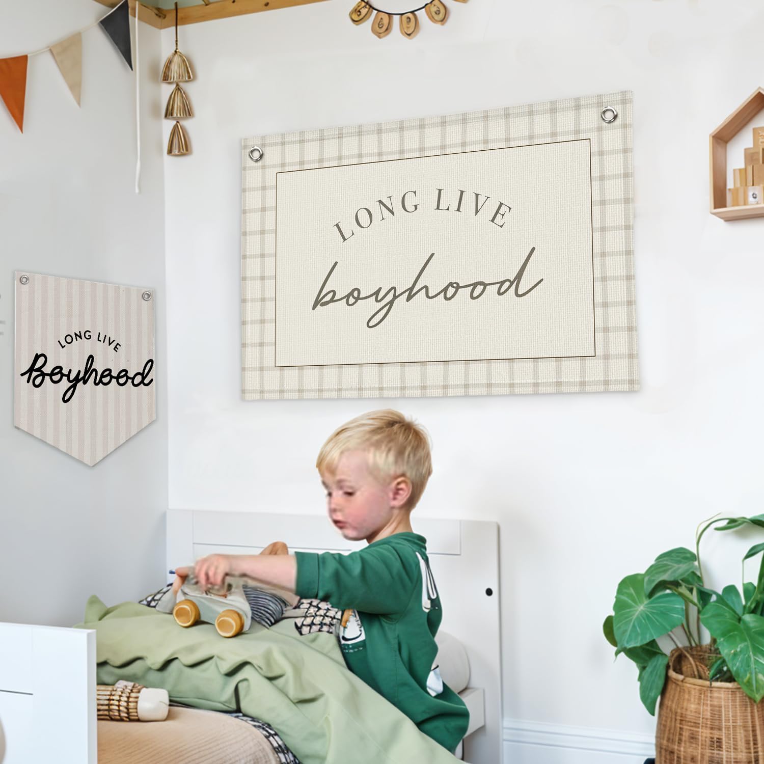 Long Live Boyhood Banner Boy Nursery Decor, Baby Boy Nursery Decor, Vintage Wall Hanging Flag Decor for Nursery