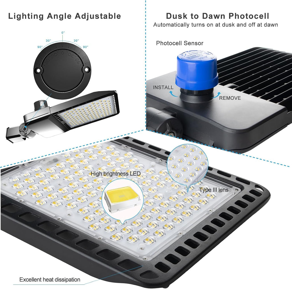 Lightdot 2Pack Parking Lot Light Outdoor 480W LED Pole Light with Photocell