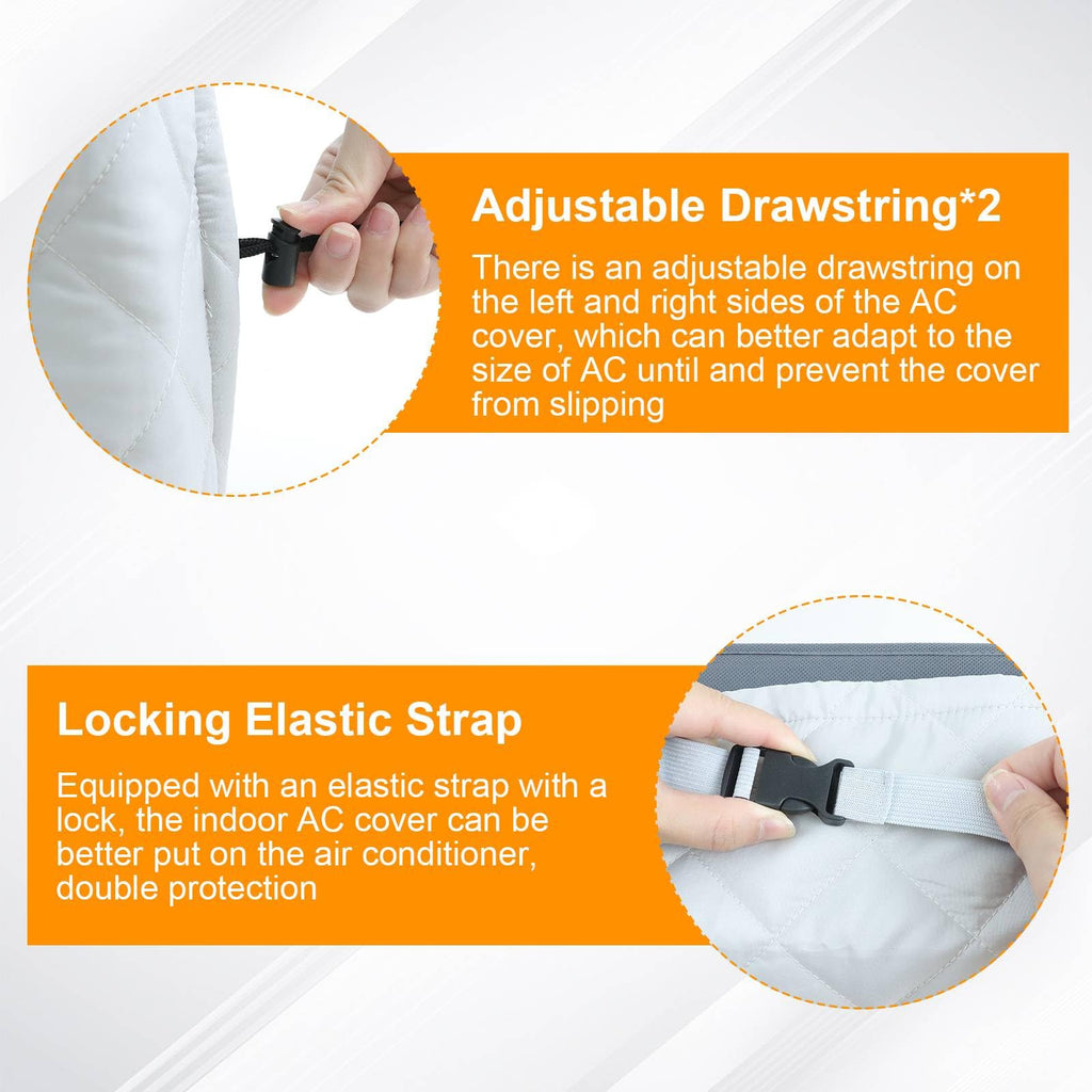 Grey Indoor AC Cover with Cotton Padding - Keep Warm & Dustproof Protective Case for Window Air Conditioners