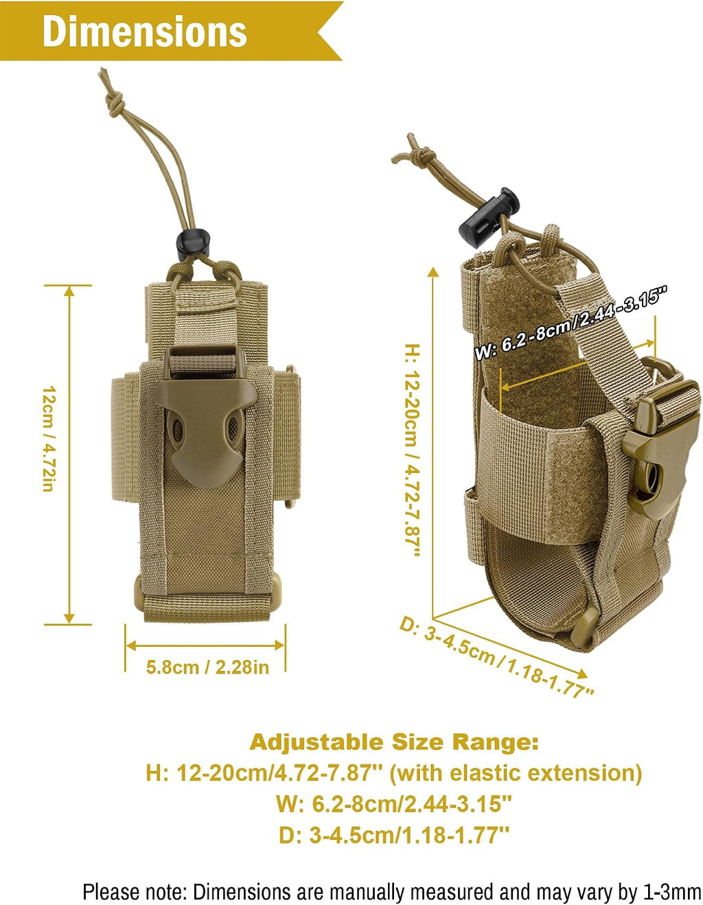 Radio Holster MOLLE Radio Pouch Universal Walkie Talkie Pouch | Horizontal & vertical carry for belt vest backpack