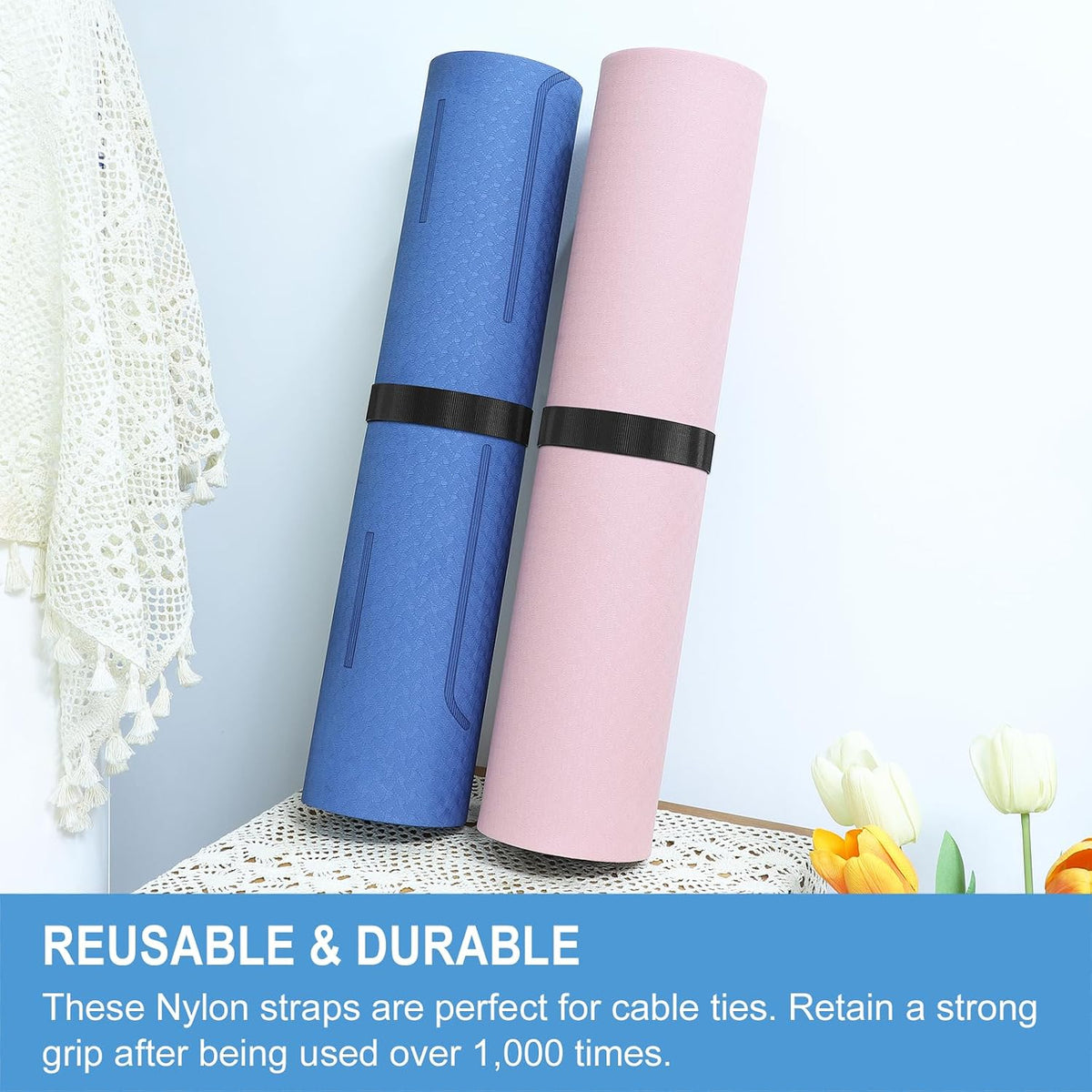 1in x 24ft | Hook and Loop Straps Heavy Duty | Double Sided Self-Gripping Strips | Reusable Multi-Purpose Wrap Roll