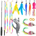 Cat Toys,Interactive Feather Variety Pack for Cats Wand Kitten Toy-Includ Cat Exercise Toy Fluffy Mouse Worms&Fish