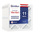 10x10x1 MERV 11 Air Filter 6-Pack for HVAC Furnance