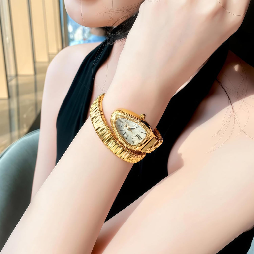 Snake Face Watch for Women 5.9-7.1in Snake Shape Face Women Watches Ladies Watches Waterproof Steel Dainty Dress
