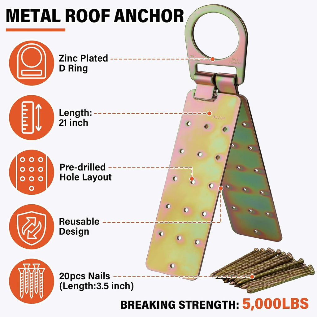 Safety Harness Fall Protection Kit - Roofing Harnesses 50ft Safety Rope | Safety Rope for Roofing Lanyard Kit 5