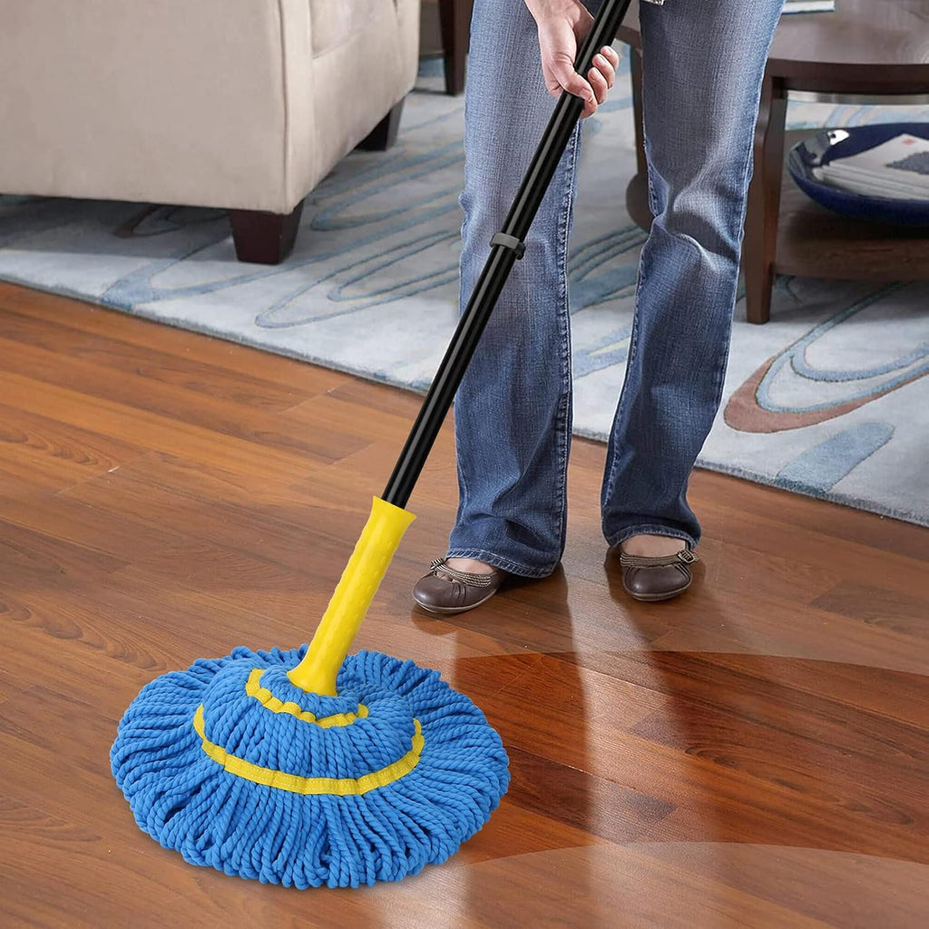 Self-Wringing Twist Mops with 1 Extra Refill, Microfiber Mops for Floor Cleaning with 57 " Long Handle, Easy Wringing