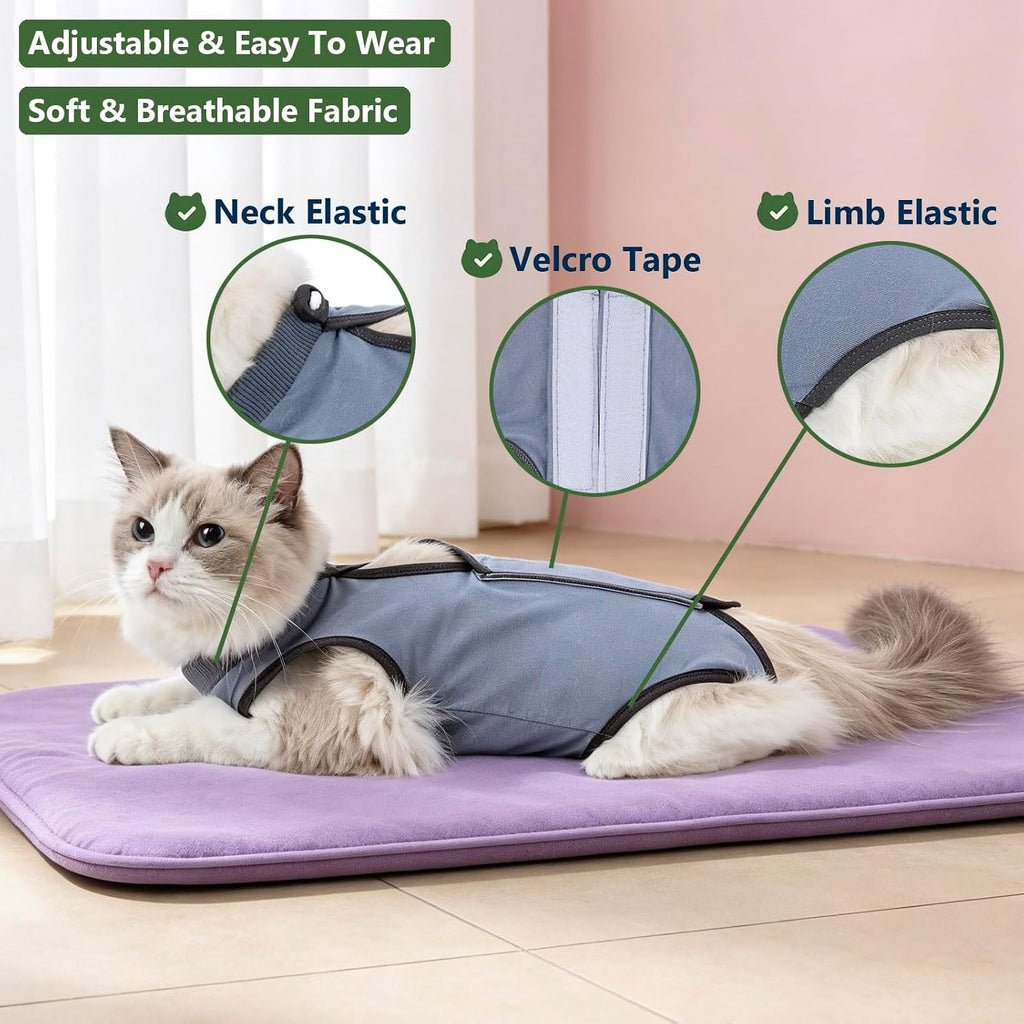 Cat Surgery Recovery Suit Cat Onesie for Cats After Surgery Spay Surgical Abdominal Wound Skin Diseases E-Collar