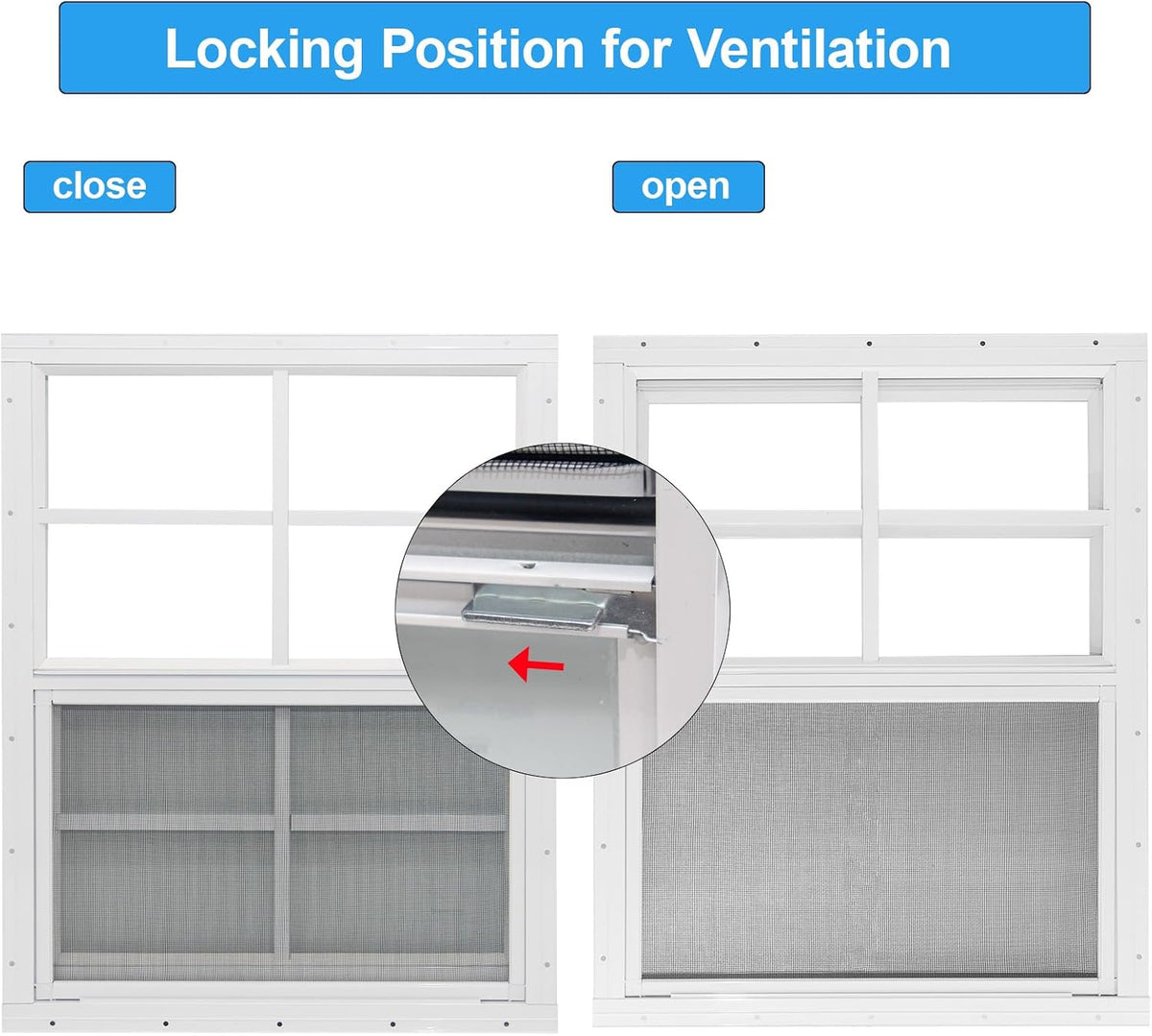 2 Pack Shed Window, 18" x 23" Flush Mount Window with Tempered Glass and Fiberglass Screen for Shed, Chicken Coop