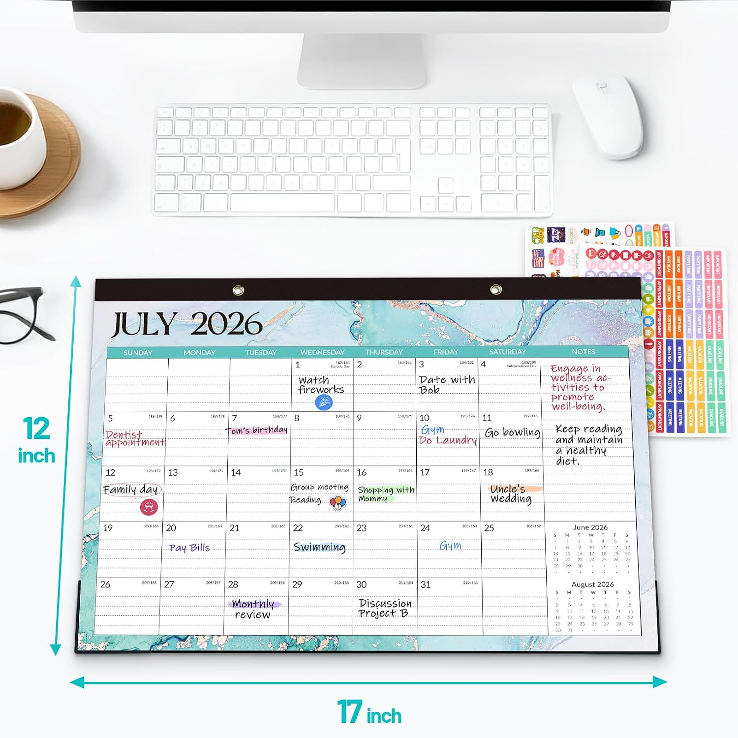 Desk Calendar 2026-2027, 21 Months Calendar Runs from April 2026 to December 2027, 17" x 12" Large 2026 Wall Calendar