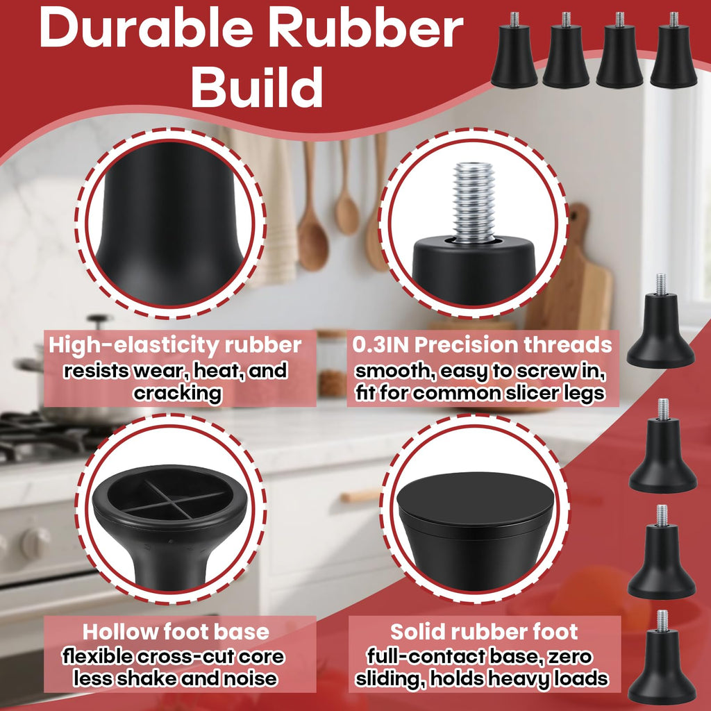 8 Pcs 01-400827-00093 Slicer Feet, 0.3" Thread, Compatible with Berkel