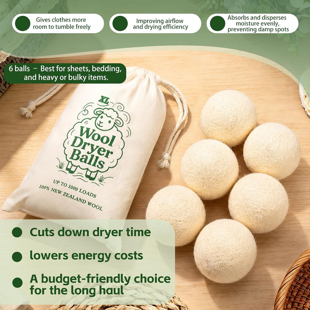 Wool Dryer Balls Laundry Balls for Dryer, Reusable Fabric Softener