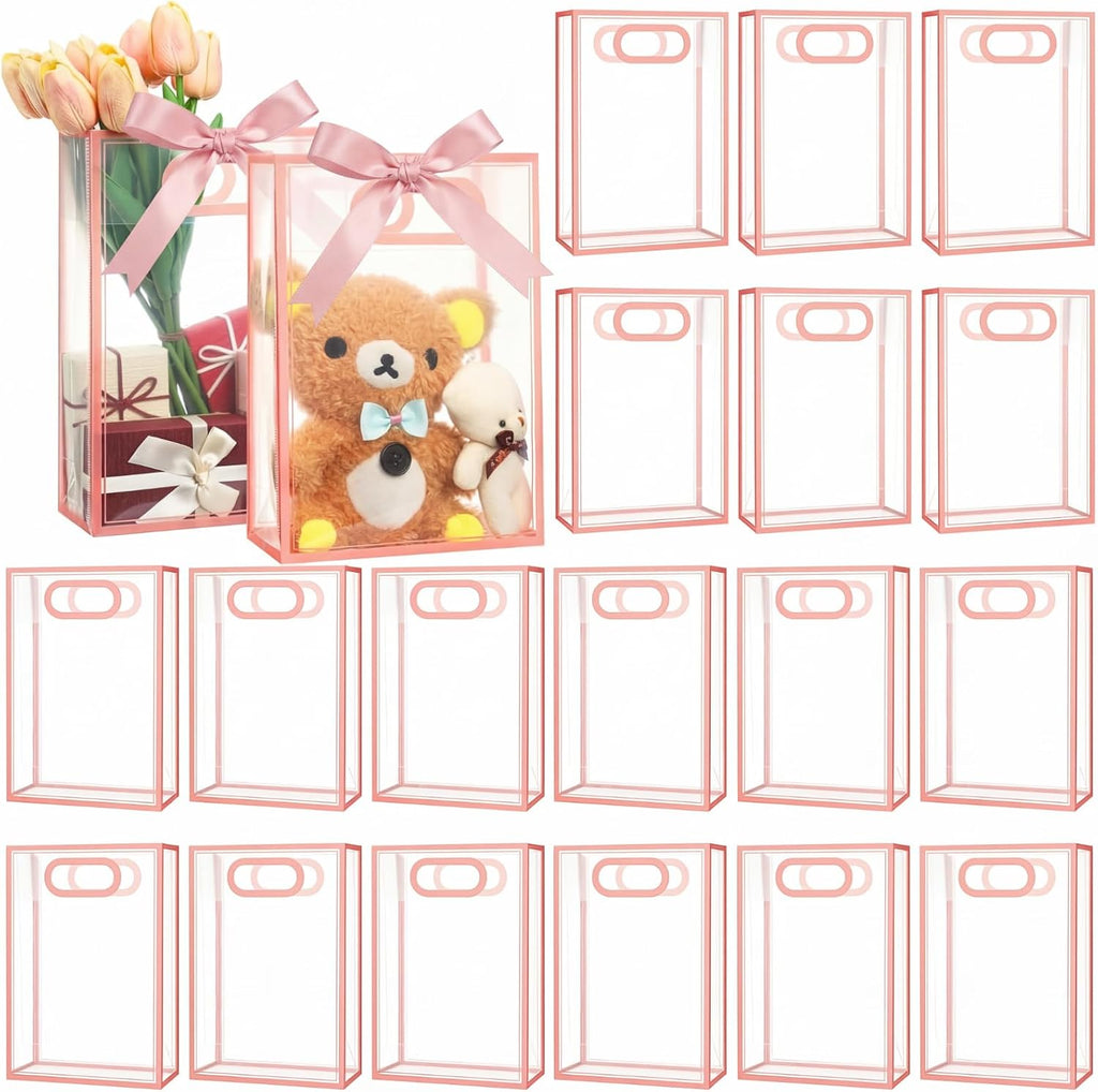 20 Pcs Clear Plastic Gift Bag with Die Cut Handle