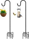 72" Shepherds Hooks for Outdoor, Heavy Duty Bird Feeder Pole with 7 Base Prongs, Adjustable Garden Hanging Holder for