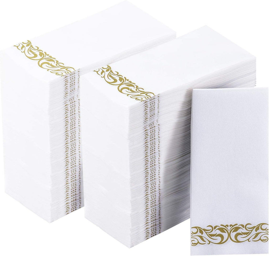 400 Pack Paper Napkins, Soft Disposable Dinner Napkins, 3 Ply, Gold