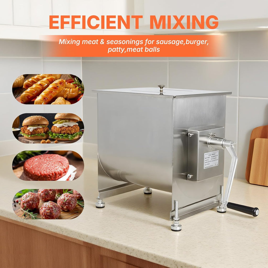 Hakka 15-Liter capacity Tank Stainless Steel Manual Meat Mixer (Mixing Maximum 25-Pound for Meat).