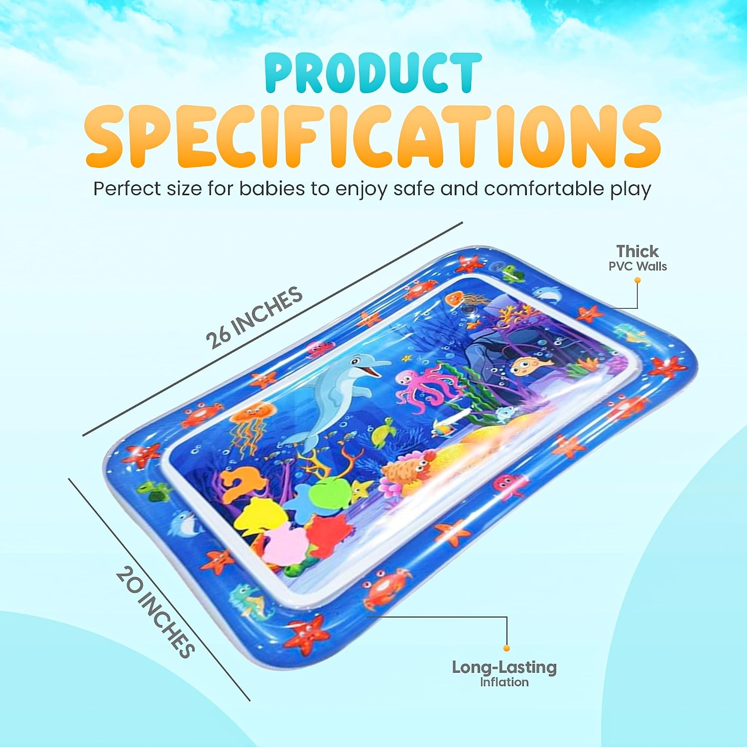 Inflatable Water Play Mat for Kids, Sensory Activity Toy for Babies, Premium Water Play Pad, Fun & Engaging Baby Gift