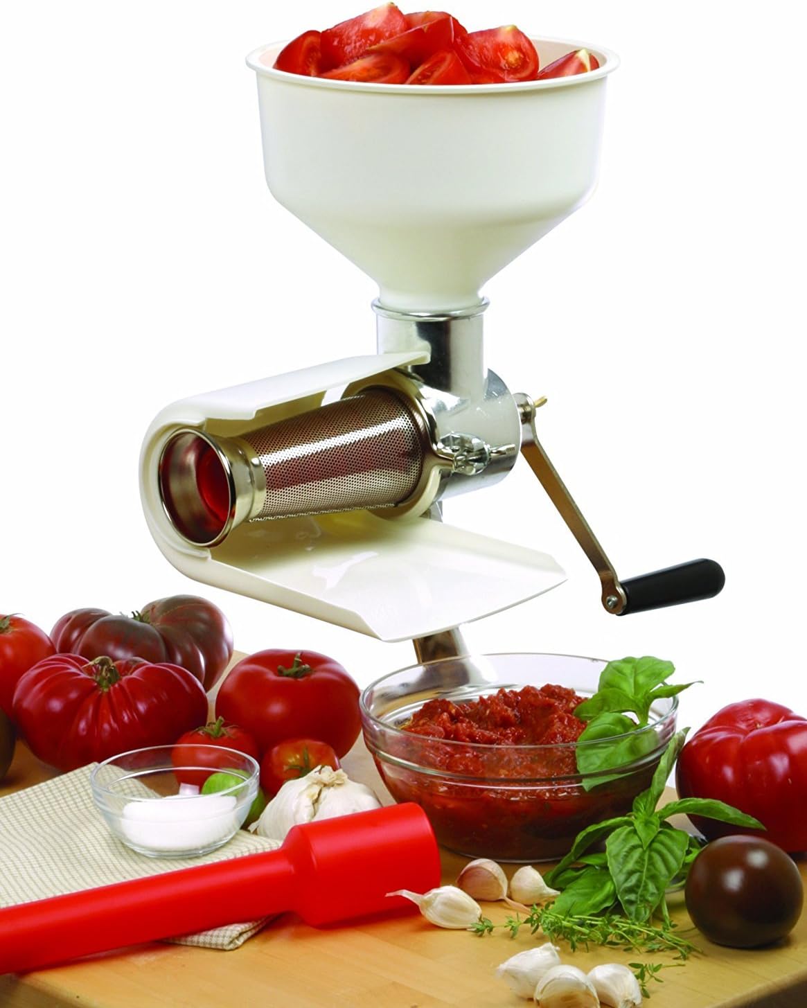 3 in. W White Food Strainer and Sauce Maker