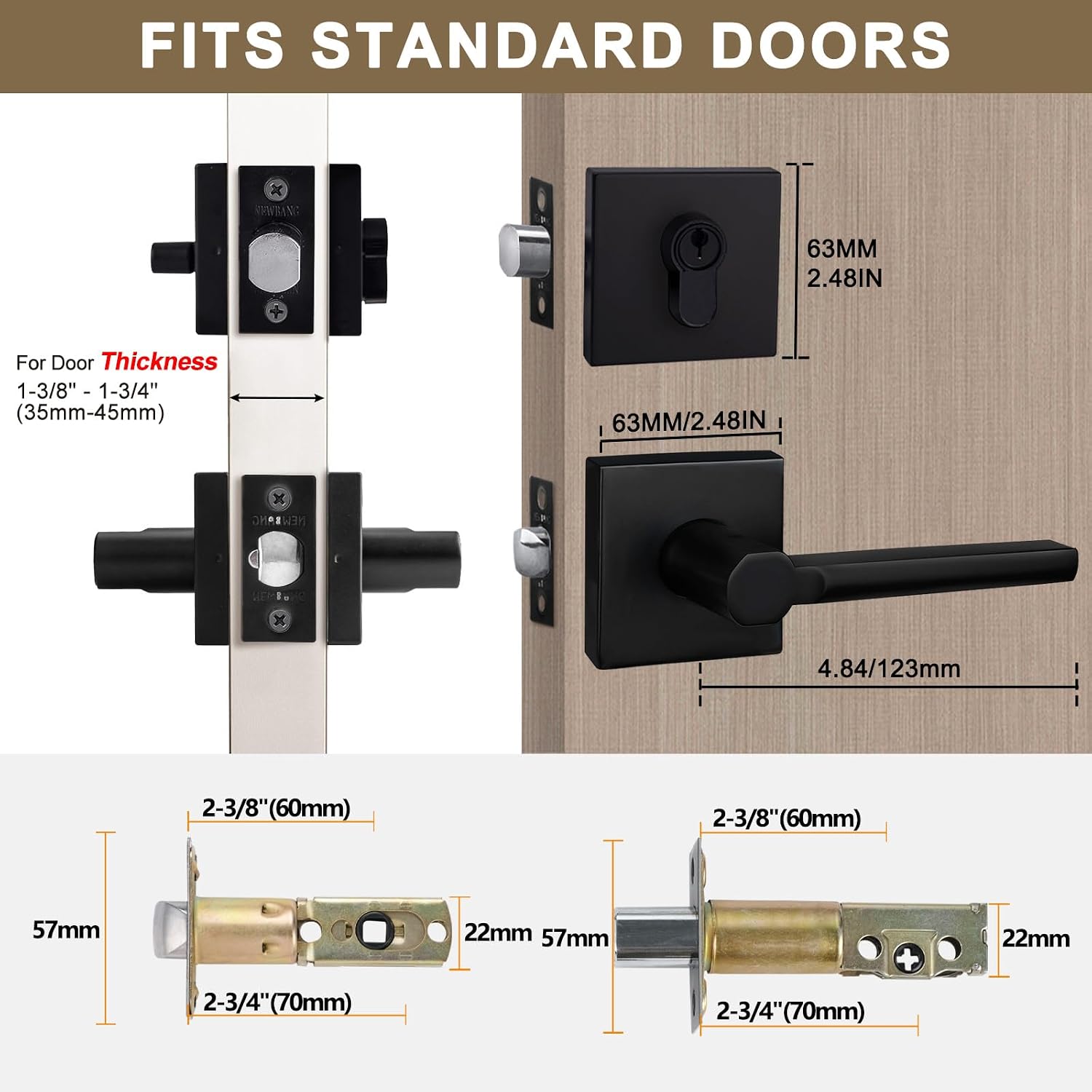 Keyed Deadbolt Lock with Passage Lever Handle Set