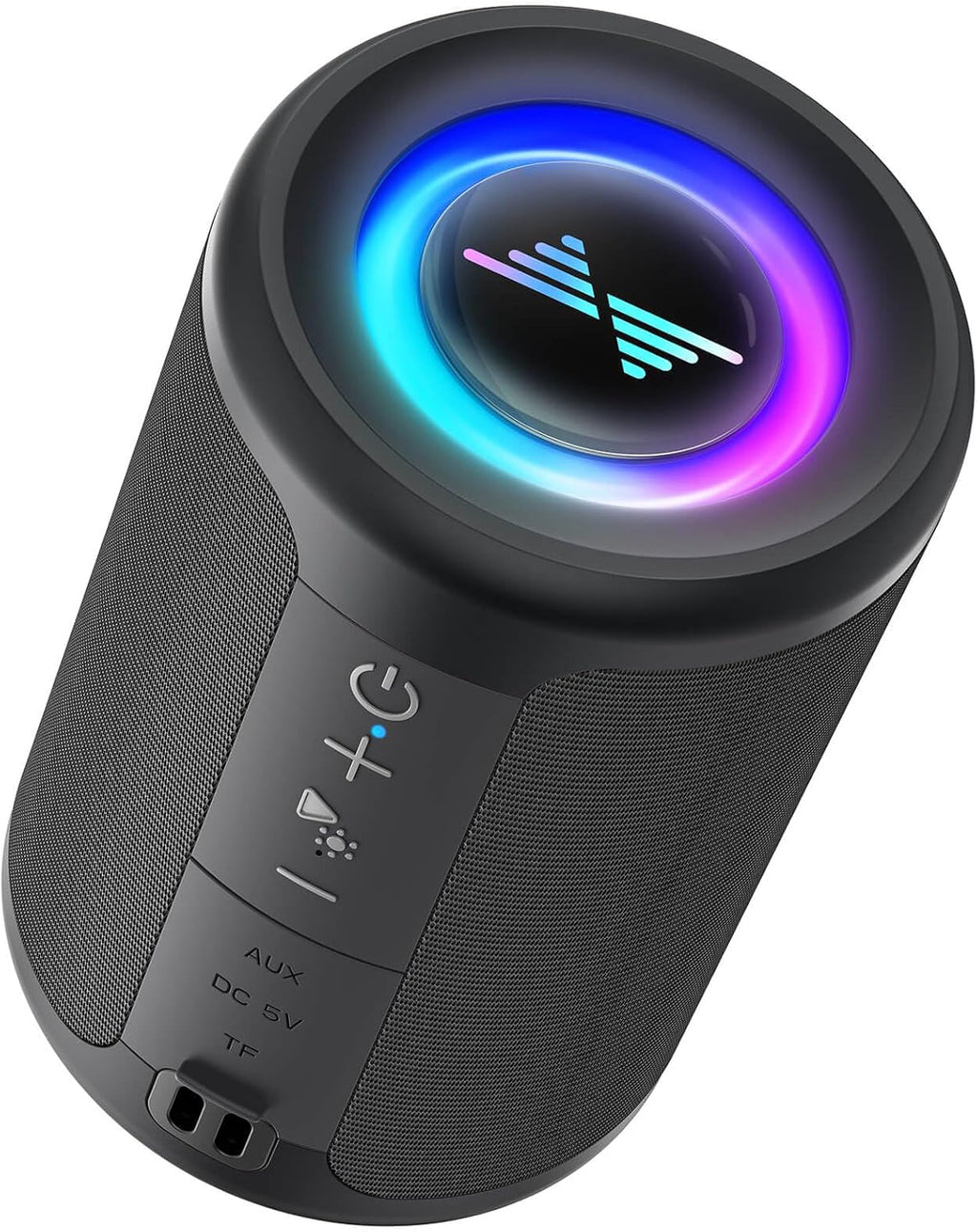 Small Portable Bluetooth Speaker with Lights, TWS Stereo Surround Sound, Type C Powered, Bluetooth 5.3, AUX TF Card