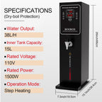 15L Commercial Hot Water Dispenser, 1500W Step Heating, Black