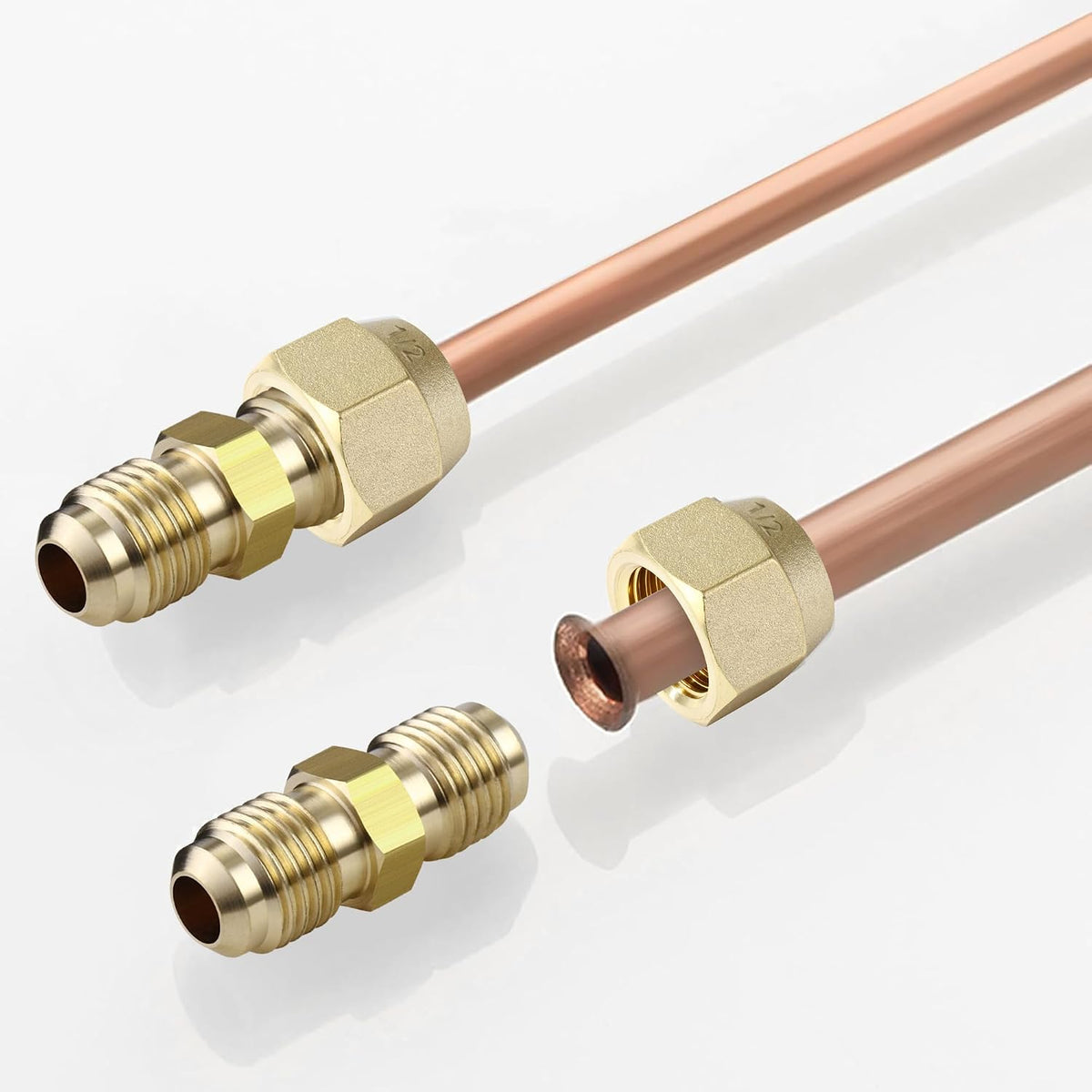 3/8-Inch Brass Flare Nut, 5-Pack for Air Conditioning Copper Tubing