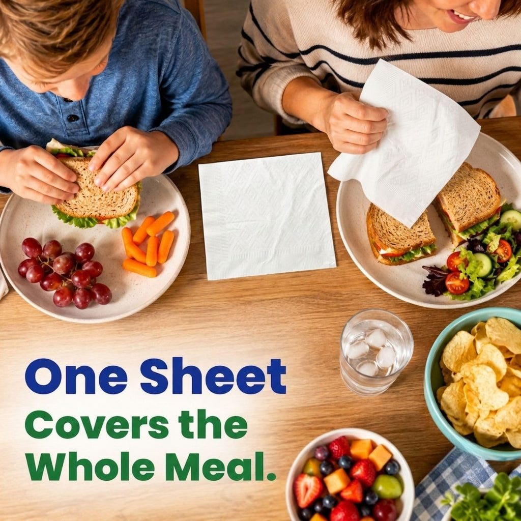 Large Paper Napkins Everyday Use, Disposable White Lunch/Dinner Size
