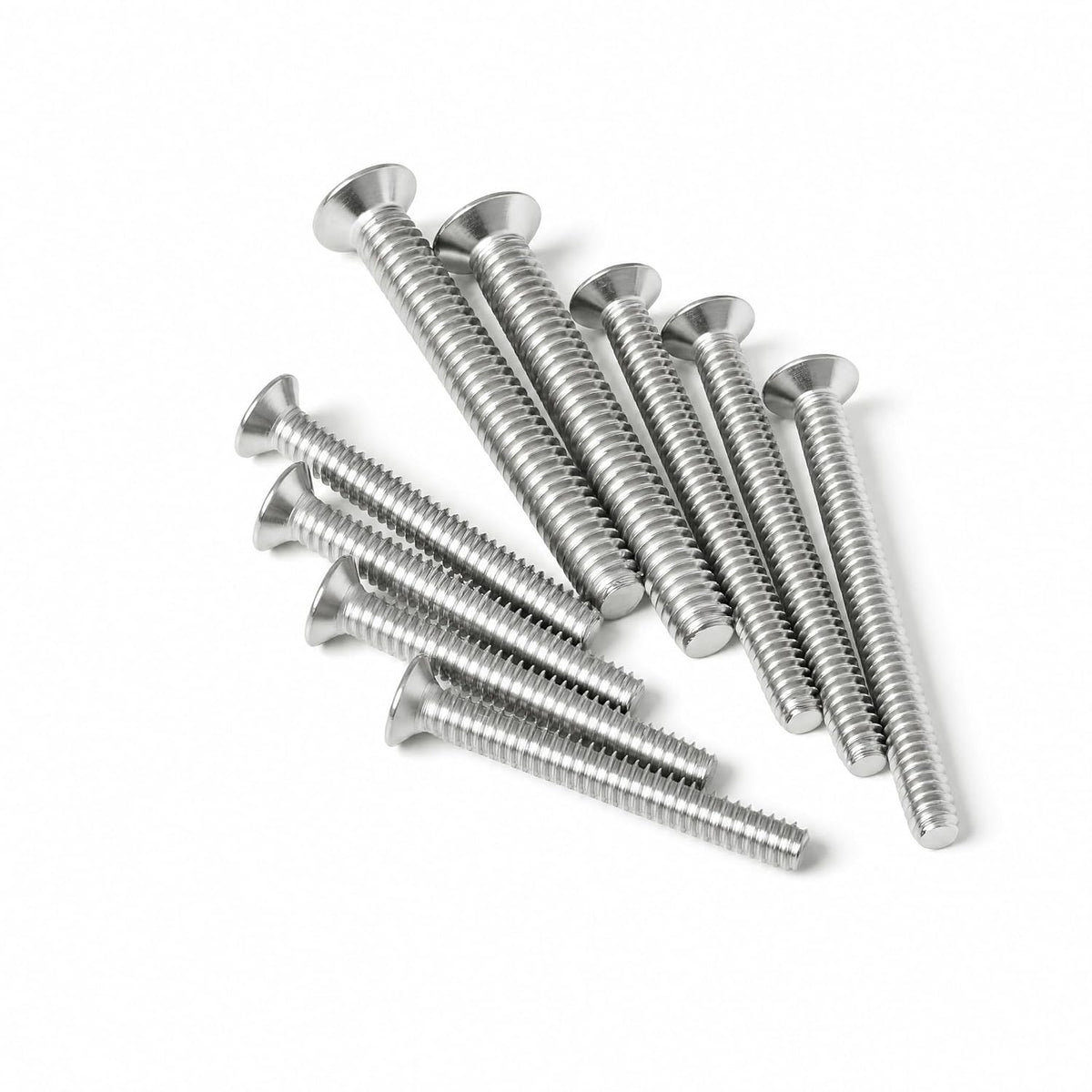 M4 x 12mm (50 Pack) Flat Head Socket Cap Screws Countersunk Allen Bolts, 304 Stainless Steel 18-8, Fully Machine Thread, Bright Finish