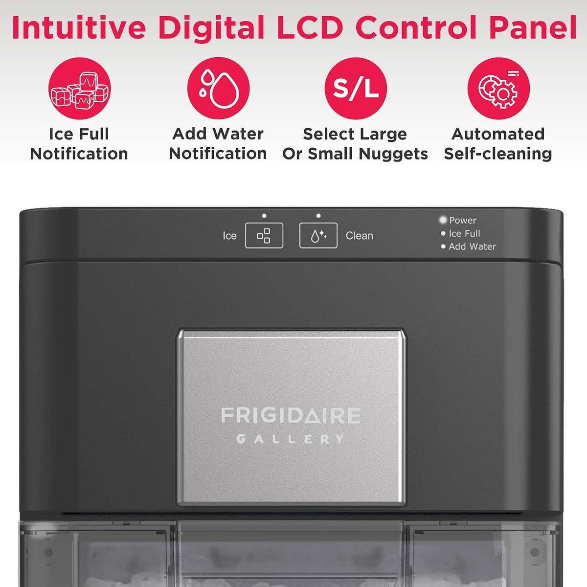 Gallery Countertop Crunchy Chewable Nugget Ice Maker, 44lbs per Day, Auto Self Cleaning, 2.0 Gen, Black