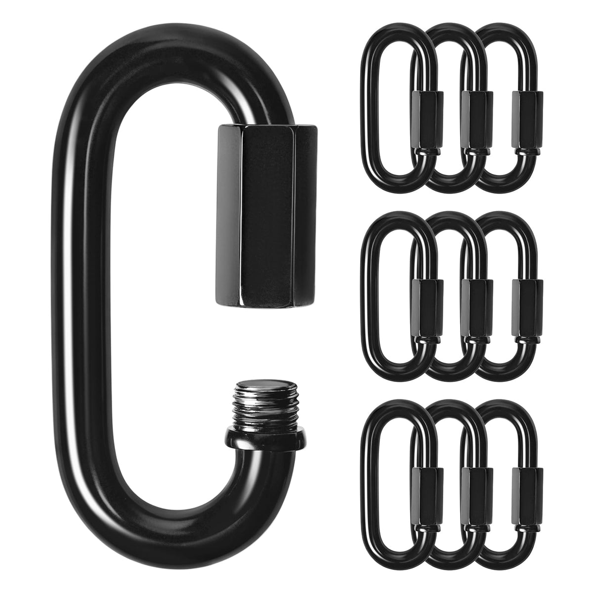 Kinlink M4 5/32 Quick Link Black Chain Connector Screw Carabiner 10 Pack