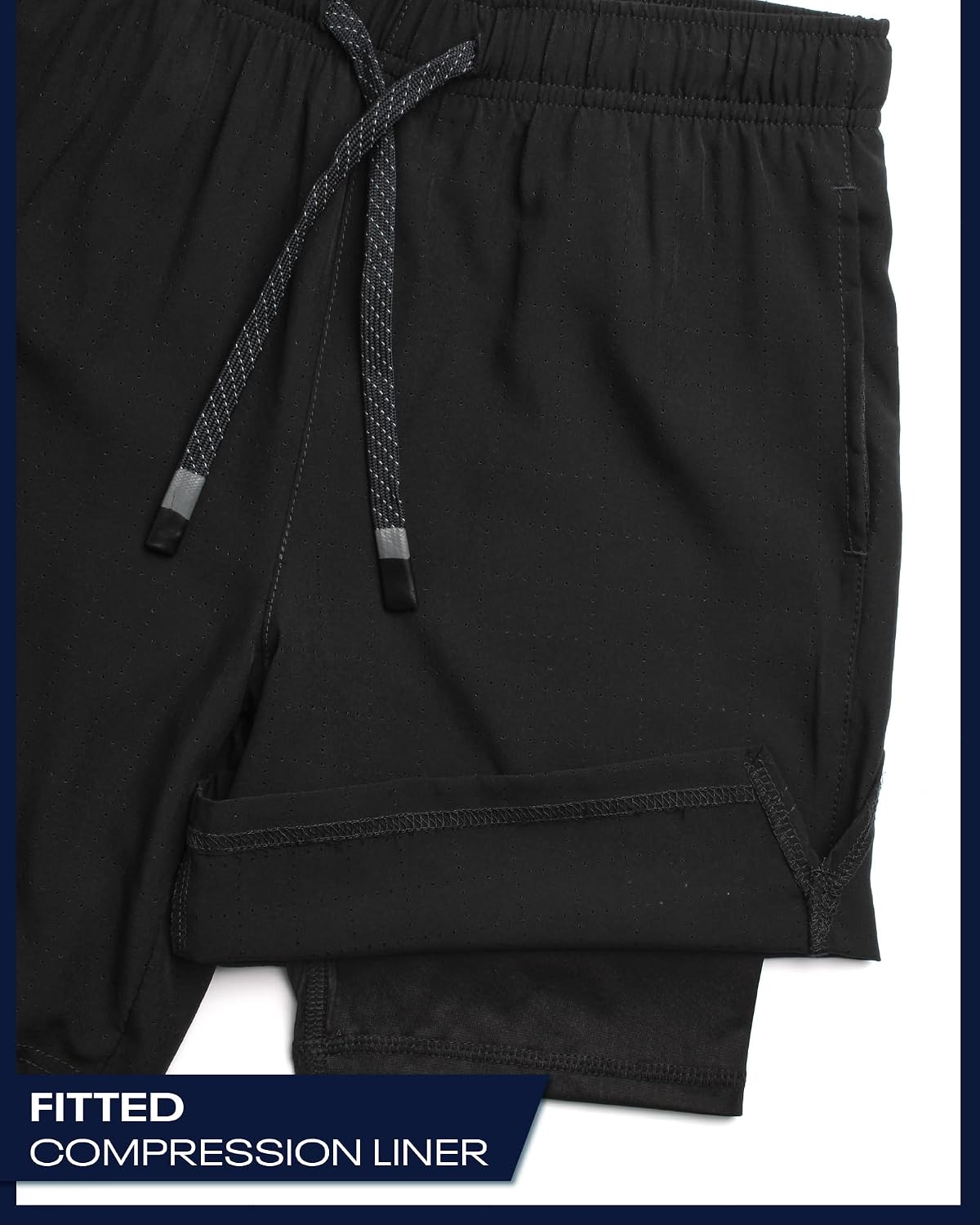 Boys Althletic Basketball Shorts with Compression Liner 1 or 2 Pack | Performance Gym Shorts for Boys - Ventilated