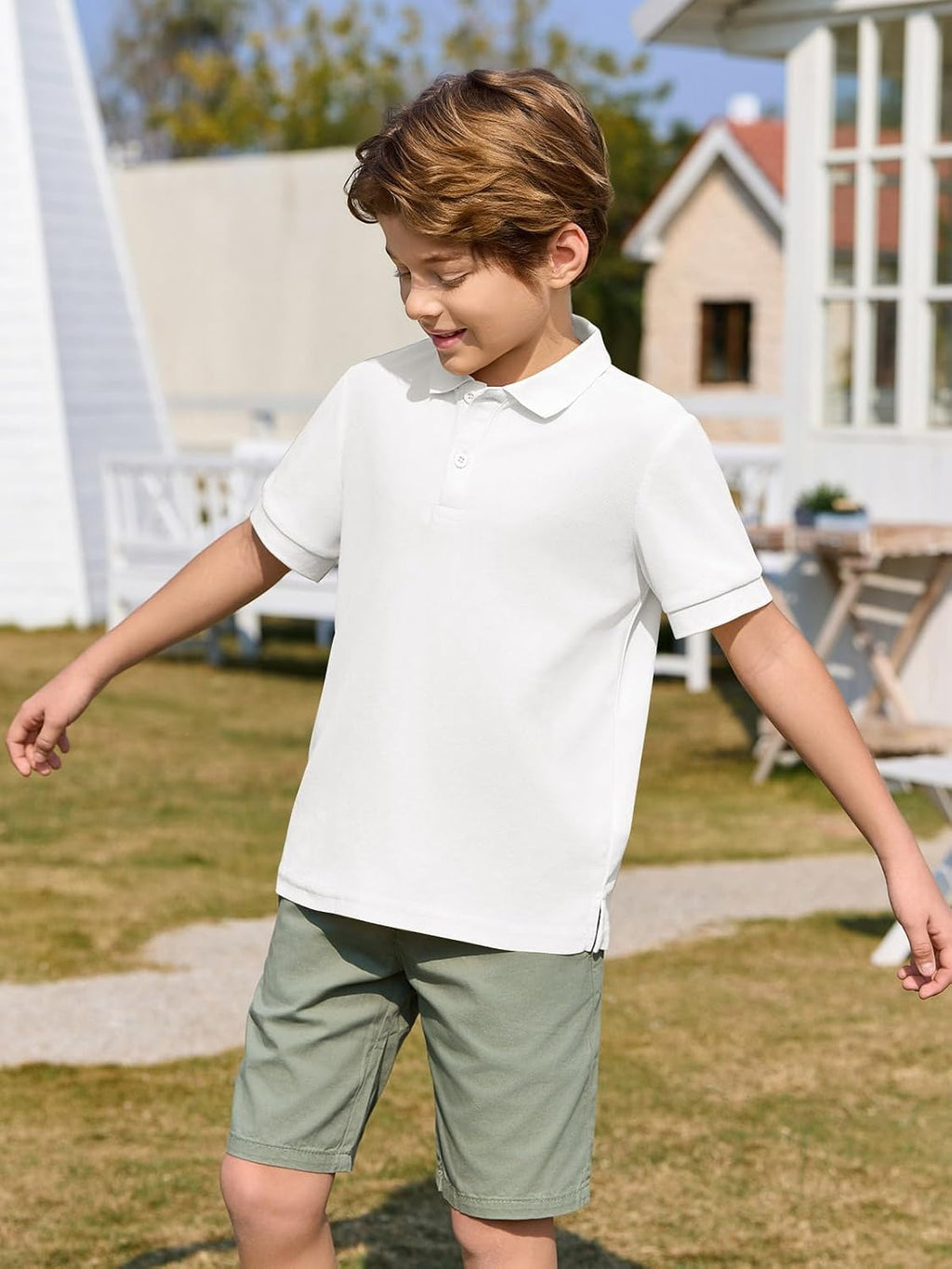 Boys Short Sleeve Pique Polo Shirt School Uniform Shirts for Kids 5-14 Years