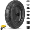 4.80/4.00-8 Tire, 14.5" Flat Free Wheelbarrow Tire and Wheel, Solid Replacement Tires with 3" Centered Hub, 5/8" 3/4"