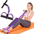 Pedal Resistance Band with Handles, 6-Tubes Natural Rubber Exercise Bands | Upgrade Foot Pedal Resistance Bands for