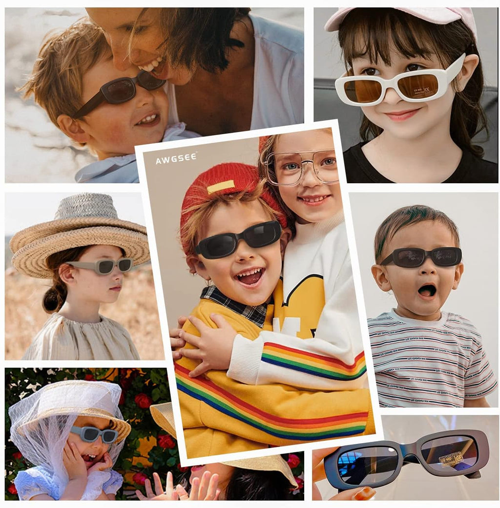 Retro Rectangle Kids Sunglasses 90’s Vintage Fashion Narrow Square Frame Glasses Shades for Girls Boys UV Protection
