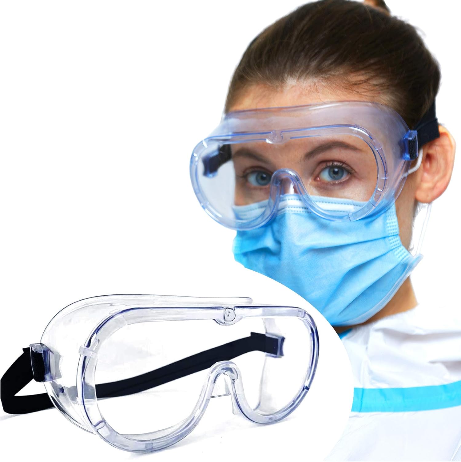 Safety Goggles FDA Registered Anti-Fog Fits Over Glasses Scratch Resistant Lab Science Chemistry Work Nurse