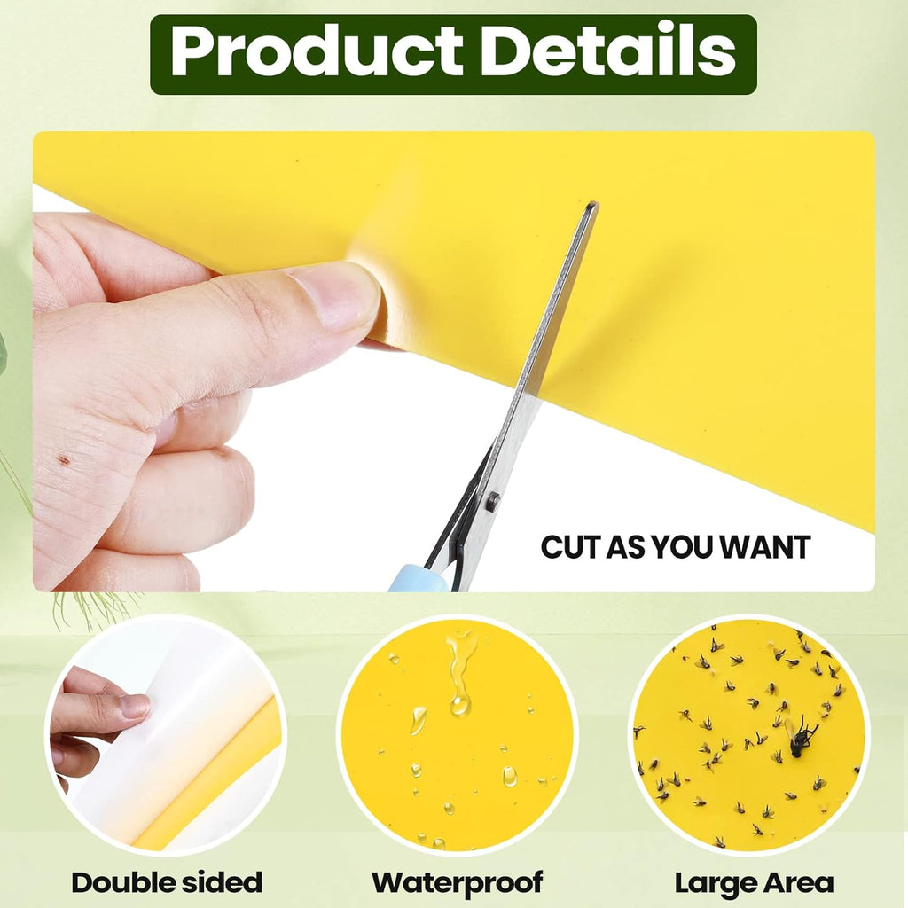 100 Pcs 6x8 Inch Yellow Sticky Traps for Gnats, Dual-Sided Sticky Gnat Traps for Indoor Outdoor Plants, Pest Control