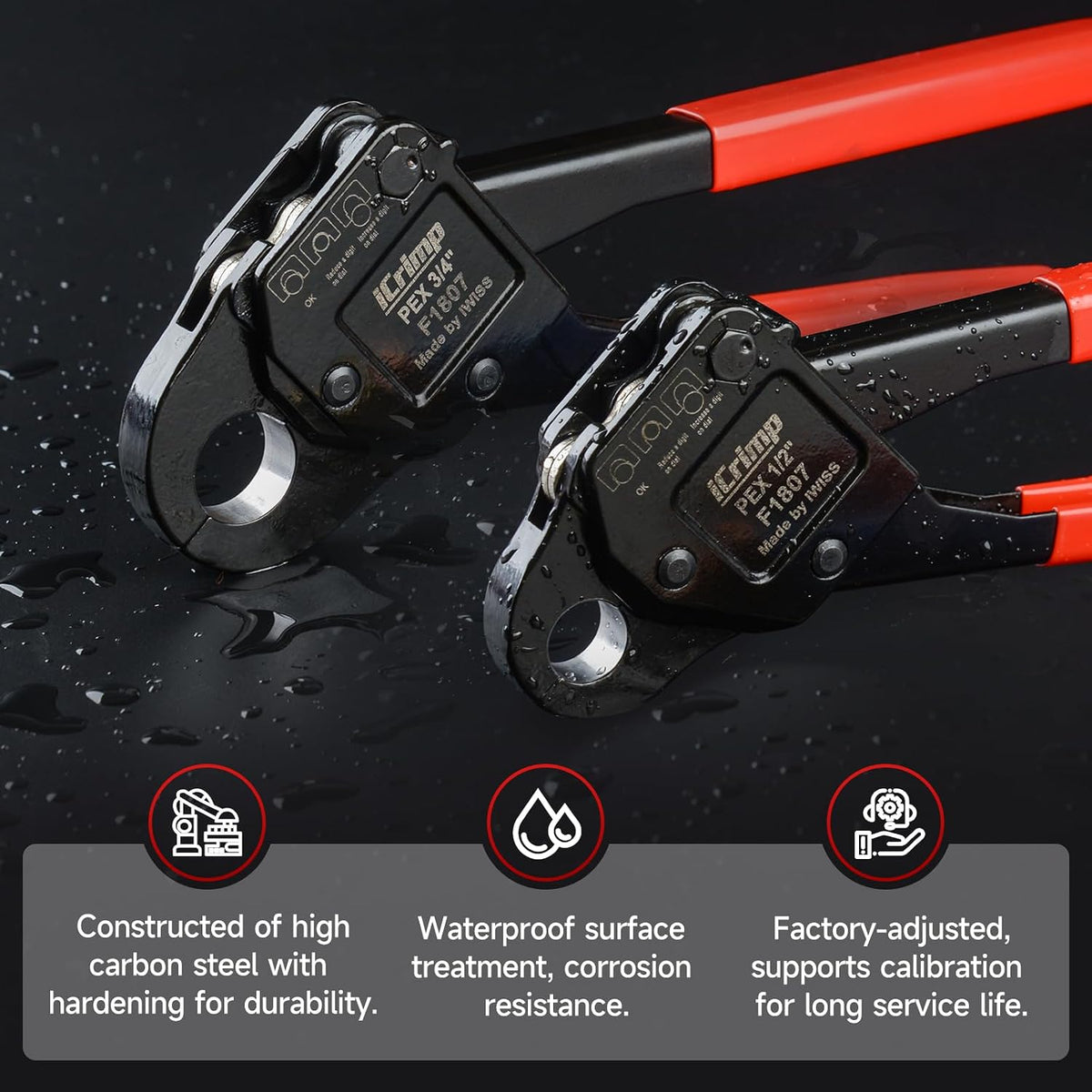 iCrimp Angle Head F1807 PEX Pipe Crimping Tool for 1/2&3/4-inch Copper Ring