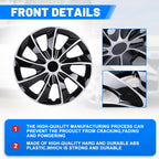 Hubcaps 15 Inch, 15" Universal Fit Wheel Covers, 4PCS, Black Silver