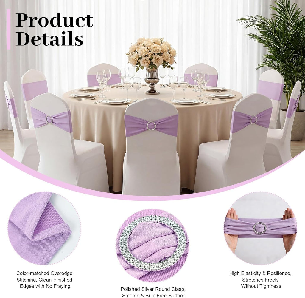 Spandex Chair Sashes 20Pcs Chair Bows for Weddings Parties Holiday Celebrations and Event Decorations(Light Purple)